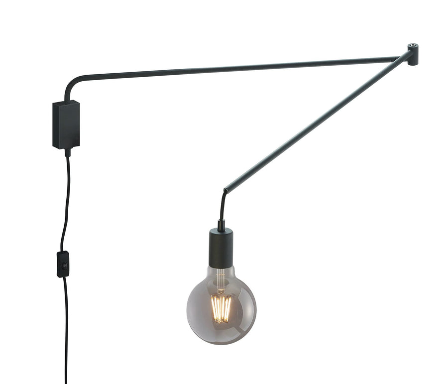 Trio Leuchten Applique murale Line 200200132 en métal noir mat avec 1 ampoule E27