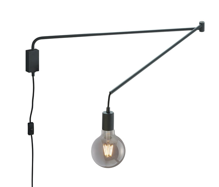 Trio Leuchten Applique murale Line 200200132 en métal noir mat avec 1 ampoule E27