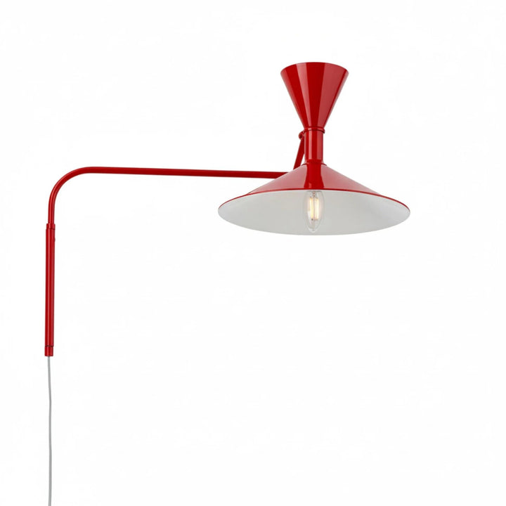 BARCELONA LED Applique Murale Industrielle Grand Modèle 40 cm, Lampe Murale à Bras Articulé, Style Vintage, Abat-jour Métal Rouge Intérieur Blanc, Idéal Restaurant, Escalier et Chambre BARCELONA LED Applique Murale Industrielle Grand Modèle 40 cm, Lampe Murale à Bras Articulé, Style Vintage, Abat-jour Métal Rouge Intérieur Blanc, Idéal Restaurant, Escalier et Chambre