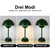 DASIAUTOEM Lampe Champignon, Lampe de Table Sans Fil, Portable Entièrement Graduable, Macaron de Table Tactile avec 3 Modes de Luminosité, Lampe de Chevet Rétro (Vert Foncé)