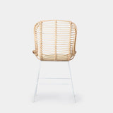 KLAST Lot de 2 Chaises de Salle à Manger en Rotin Naturel avec Pieds Blancs, Design Artisanal, Résistant et Durable, avec des Variations Uniques de Couleur