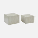 Alice's Garden sweeek - Lot de 2 Tables Basses Effet marbre Blanc cassé Paros. L 58 x l 58 x H 40cm / L 50 x l 50 x H 33cm