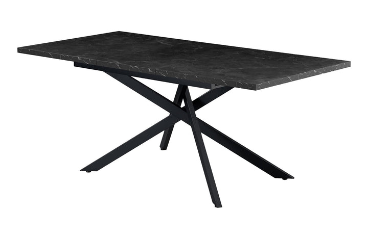 B&D home Table à manger LARS, extensible 120-160 x 80 cm, 4-6 personnes Table de cuisine Table en bois avec structure en croix noir pour cuisine, salle à manger, design industriel moderne, marbre-noir