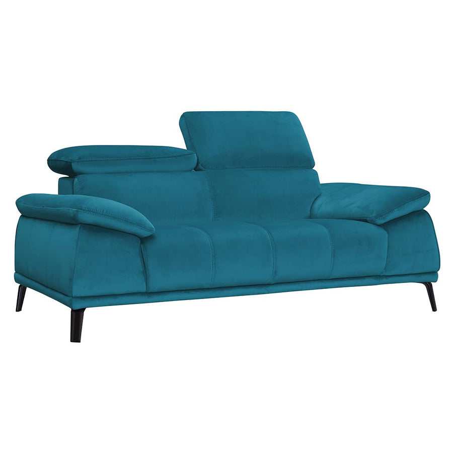 Meubletmoi Canapé 2 Places avec Revêtement Velours Bleu Turquoise Têtières Réglables et Pieds en Métal - Design Moderne - Marion Meubletmoi Canapé 2 Places avec Revêtement Velours Bleu Turquoise Têtières Réglables et Pieds en Métal - Design Moderne - Marion