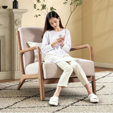 EBELLO Fauteuil de salon avec Cadre en Bois et Coussin, Beige