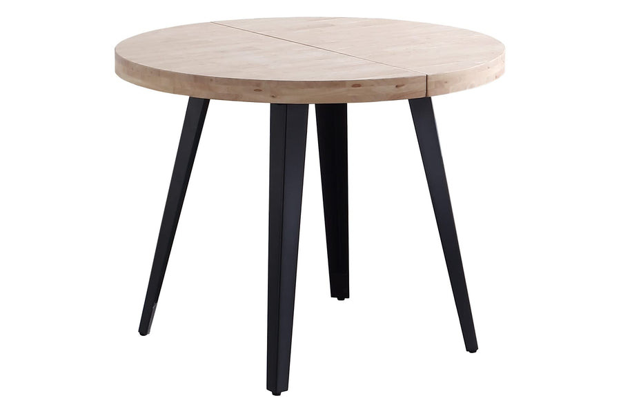 PEGANE Table à Manger Ronde Extensible en Bois Coloris chêne Nordique Pieds Noir - diamètre 100-180 x Hauteur 76 cm PEGANE Table à Manger Ronde Extensible en Bois Coloris chêne Nordique Pieds Noir - diamètre 100-180 x Hauteur 76 cm