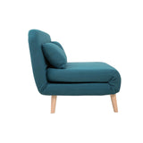 Miliboo Chauffeuse 2 Places Convertible en Tissu Bleu Canard et Bois Clair AMIKO