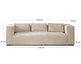 Lisa Design - Canapé Stella en Velours Côtelé - Sofa Rose 3 Places - Salon