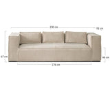 Lisa Design - Canapé Stella en Velours Côtelé - Sofa Beige 3 Places - Salon