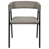 AltoBuy Lot de 2 fauteuils de Table Design en métal et Velours côtelé Coloris Taupe - Amory