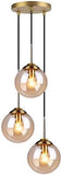 YZ-YUAN Suspension Industrielle rétro Boule de Verre luminaire Suspendu luminaire en Laiton plafonnier E27 3 lumières LED Lustre éclairage pour Salon Salle à Manger Chambre (Couleur: Ambre)