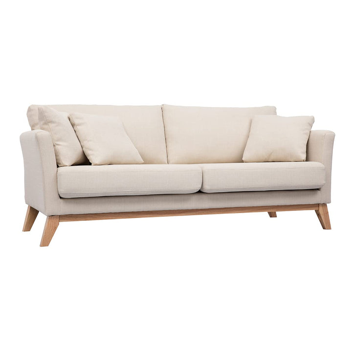 Miliboo Canapé scandinave déhoussable 3 Places en Tissu Beige et Bois Clair Oslo