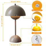 Lampe de table LED rouge foncé en forme de pot de fleurs – Lampe de bureau tactile sans fil à intensité variable avec batterie – 3 modes de luminosité – Lumière décorative rétro pour chambre à
