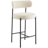 HOMIFAB Lot de 2 tabourets de Bar en Velours côtelé Beige - Evora