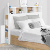 IDMarket - Tête de lit Cleo 165 CM avec rangements Blanc et hêtre
