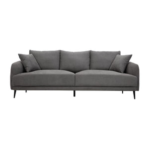 Miliboo Canapé Design 3 Places en Tissu Effet Velours Gris et métal Noir Jerry