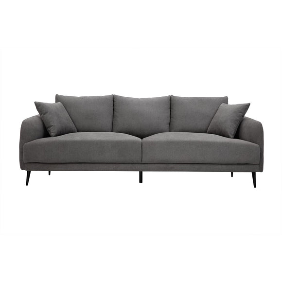 Miliboo Canapé Design 3 Places en Tissu Effet Velours Gris et métal Noir Jerry