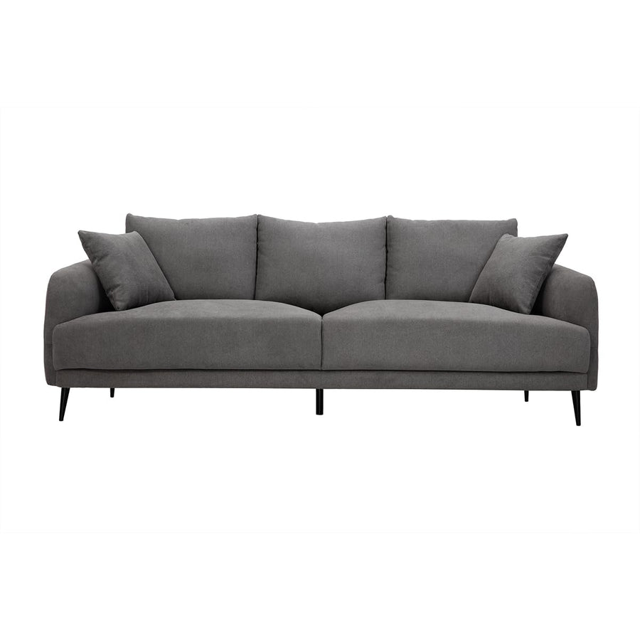 Miliboo Canapé Design 3 Places en Tissu Effet Velours Gris et métal Noir Jerry