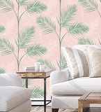 GAULAN - 680913 Papier Peint lessivable Feuilles de Palmiers tropicaux Vert et Rose pâle pour Mur Salon Chambre Salle à Mange tête de lit - Rouleaux de 10 m x 0,53 m