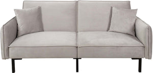 Canapé Convertible Effet Velours - 198 x 90 x 83 cm. - Taupe