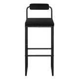 WOLTU Lot de 2 Tabourets de Bar, Chaises de Bar Hautes avec Dossier et Repose-Pieds, Design Moderne, en Velours et Métal Hauteur du Siège 75cm, Noir BH343sz-2