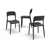PAZZO DESIGN Chaise Luana, Ensemble de 4 chaises, Noir, polypropylène, Cuisine, Salle à Manger, Jardin, Empilables - id_1955