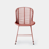 KLAST Chaise de Salle à Manger Leo en Rotin de Couleur Terracotta et Pieds en Métal, Design Artisanal Unique pour Ajouter Une Touche de Charme à Votre Intérieur