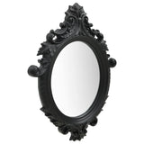 homiuse Miroir Mural Style Chateau 56x76 CM Noir Miroir Bois Miroir Mural Ovale Miroir Baroque Miroir Vintage Miroir Art Deco Décoration à Votre Toilette Salon Ou Chambre à Coucher Pratique Beau