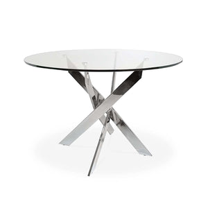 INTENSE DECO Table Ronde en Verre et Pied chromé Sofia INTENSE DECO Table Ronde en Verre et Pied chromé Sofia