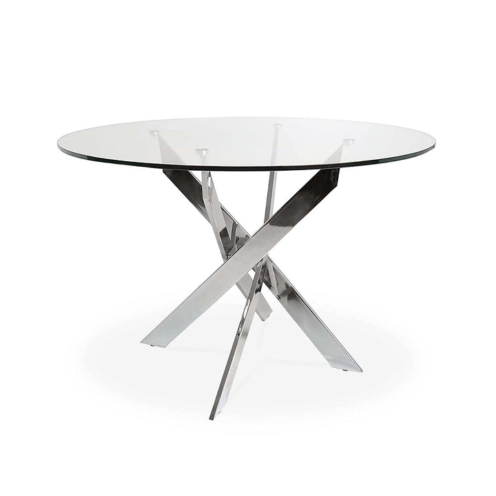 INTENSE DECO Table Ronde en Verre et Pied chromé Sofia INTENSE DECO Table Ronde en Verre et Pied chromé Sofia