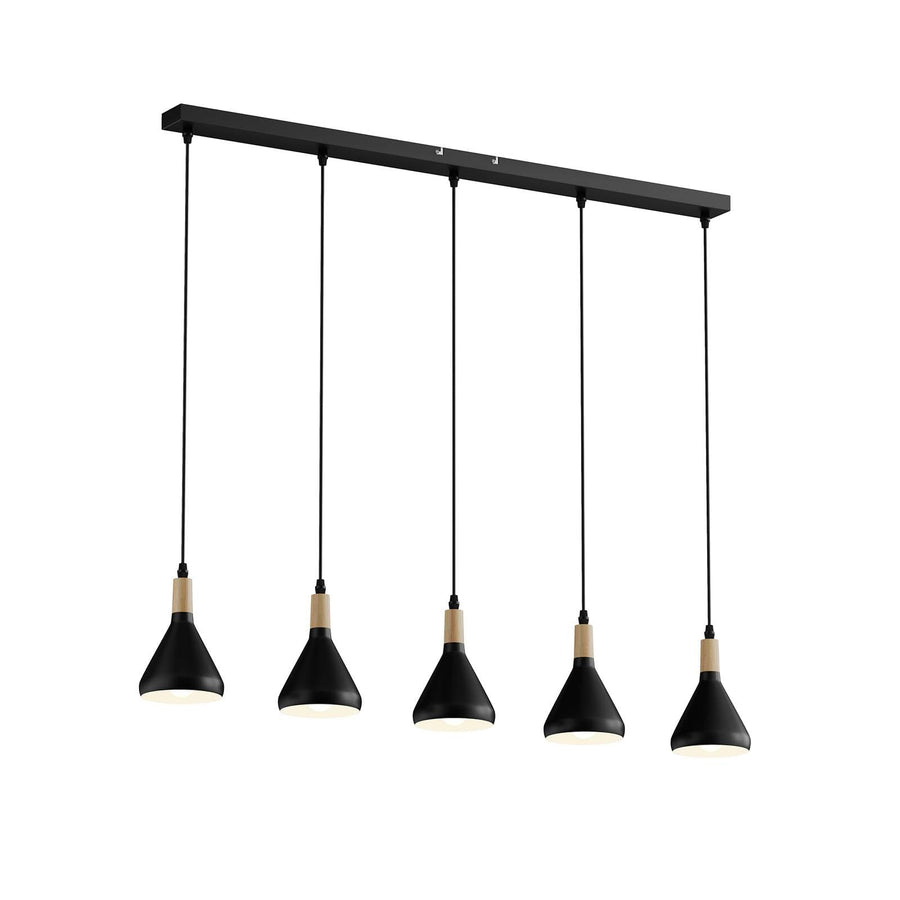 Lindby Suspension Arina à intensité variable (Moderne) en Noir Métal e. a. pour Salon & Salle manger (à 5 lampes, E14), Luminaire, Lampe Plafond, Luminaire Plafonnier, Suspendue