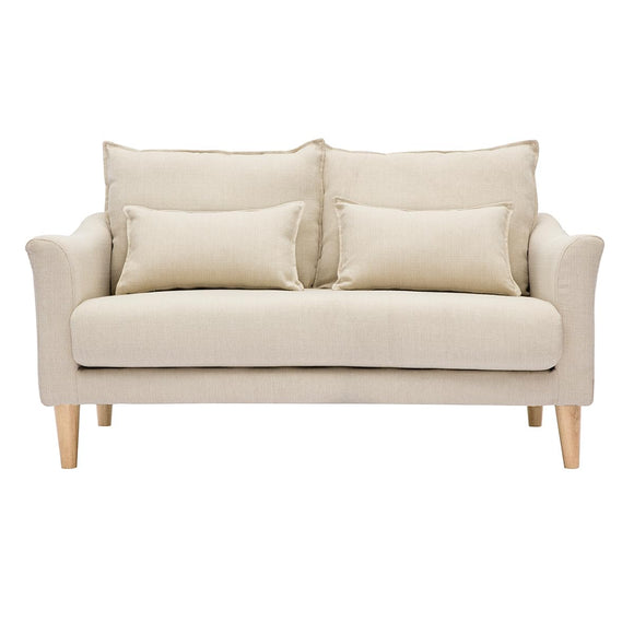 Miliboo Canapé scandinave 2 Places en Tissu Beige et Bois Clair Kate