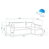 GREKPOL Canapé d'angle Convertible 145x248 à Gauche ou à Droite - Canapé 3 Places Convertible - Canapé avec Espace de Rangement - Canapé Lit - Canapé Convertible - Sofa Clair Gris