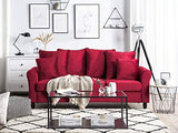 Canapé Fixe 3 Places en Velours Rouge Foncé au Design Glamour Tendance Beliani