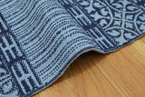 Tapis en coton imprimé à la main Motif géométrique bleu roi 0,5 cm d'épaisseur Fait à la main Utilisation intérieure ou extérieure Pour salon, chambre à coucher, salle à manger