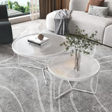 WENNEWU Table Basse De Salon Moderne, Table De Canapé De Luxe LéGèRe Et Moderne, Table Basse en Verre Ronde, Ensemble Gigogne De 2, pour Table Centrale De Salon,Blanc,80+60cm