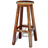 LoogCape Tabouret de bar en bois vieilli massif 75 cm de haut avec repose-pieds, tabouret de comptoir, tabouret de bistrot, tabouret de cuisine, tabouret de cuisine, tabouret de cuisine, salle à