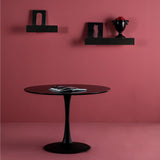 CANTIQUE - Table Ronde 110cm Pied et Plateau Noirs