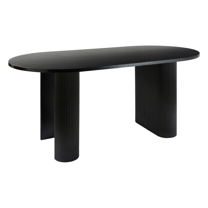 Atmosphera Créateur d Atmosphera Créateur d'Intérieur - Table à Dîner Ovale Olova Noir Effet Bois 6 Personnes 3 Pieds Texturés Finition Semi-Brillante Salle à Manger