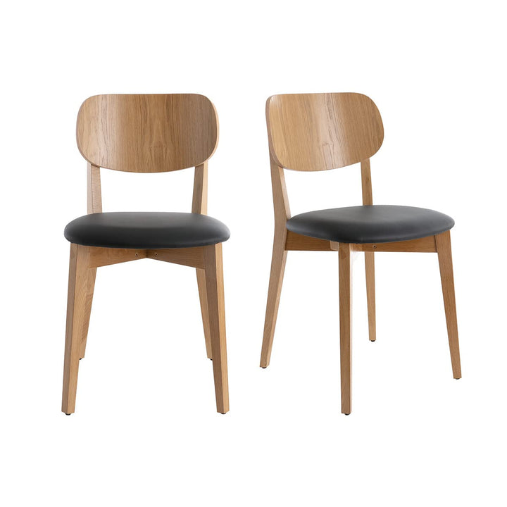Miliboo Chaises Vintage en Bois Clair chêne et Noir (Lot de 2) Lucia