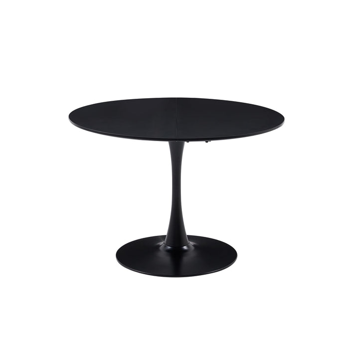 GrandCA HOME Table de Salle à Manger Ronde Moderne Noir de 110 cm avec Piédestal Design Tulipe, Table de Loisirs Mid-Century pour Cuisine, Salle à Manger et Salon