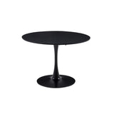 GrandCA HOME Table de Salle à Manger Ronde Moderne Noir de 110 cm avec Piédestal Design Tulipe, Table de Loisirs Mid-Century pour Cuisine, Salle à Manger et Salon