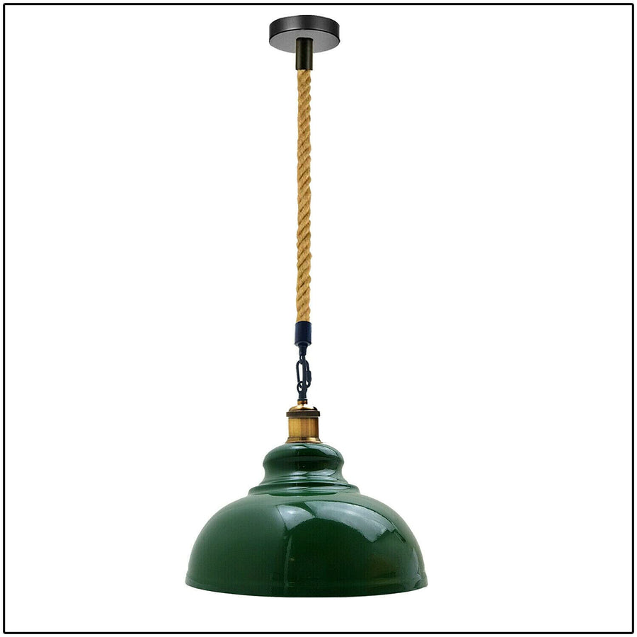 LEDSone Suspension vintage en métal pour plafond industriel - Chanvre - Gouttes - Suspension - Ombre (vert)