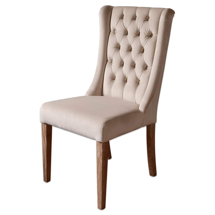 Loberon Sudbury Chaise - Housse Durable de Grande qualité - Style Vintage grâce au matelassage Chesterfield, crème Loberon Sudbury Chaise - Housse Durable de Grande qualité - Style Vintage grâce au matelassage Chesterfield, crème
