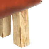 SKM Banc Saut de Cheval 160 cm Marron Cuir Véritable et manguier-607