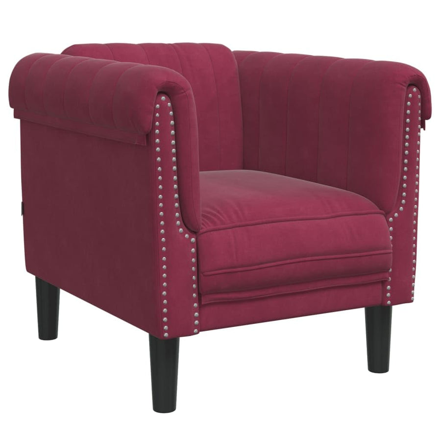 vidaXL Fauteuil Rouge Bordeaux Velours vidaXL Fauteuil Rouge Bordeaux Velours