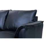 Furnhouse Ibbe Design - Canapé d'angle 3 places - En forme de L - Revêtement en cuir véritable - Ressorts ensachés - Rembourré - Pour le salon - Noir