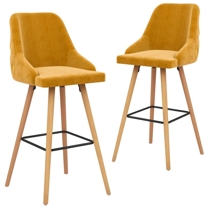 vidaXL Tabourets de Bar Lot de 2 Jaune Velours vidaXL Tabourets de Bar Lot de 2 Jaune Velours