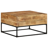 vidaXL Bois de Manguier Brut Table Basse Table d'Appoint Table de Canapé Bout de Canapé Meuble de Salle de Séjour Salon Intérieur 68x68x41 cm