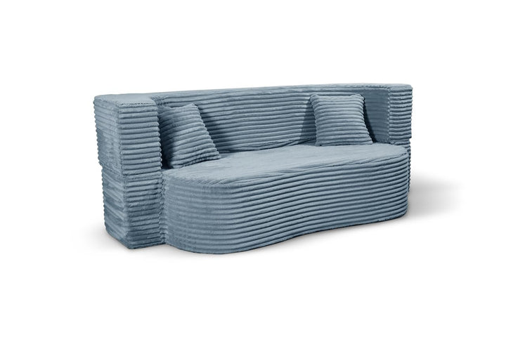 MyFoam Canapé en mousse, 3 places, 200 cm, avec fonction sommeil, déhoussable, moderne et confortable, bleu clair